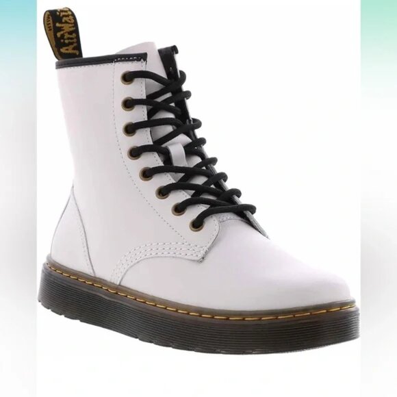 Dr. Martens Shoes - Dr. Martens Women's Zavala White Leather Combat Boots - Size 7